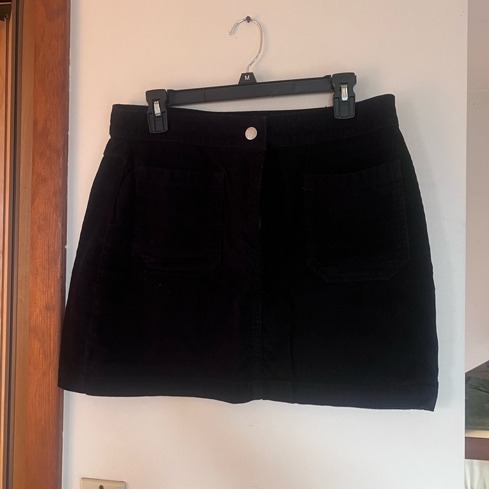 Black Corduroy Mini Skirt